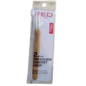 RED BY KISS 2 Dreadlock Crochet Hooks 0.75mm Stainless Steel Bamboo Handle WT42